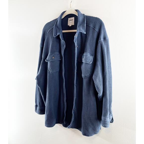 Aerie Navy Button Down Shirt - Picture 10 of 10